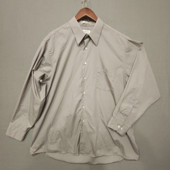 Van Heusen Poplin Mens Gray Long Sleeve Button Up Shirt Size‎ XXL - Picture 1 of 8